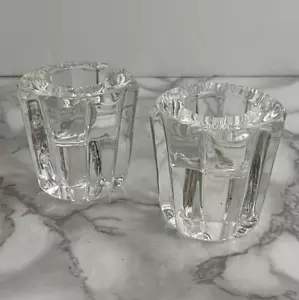 Set of 2 Crystal Candlestick Holders Flower Shape Vtg CottageCore Farmhouse Home - Picture 1 of 6