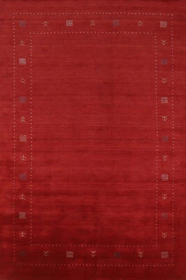 Artisan-crafted Red Gabbeh Rug Wool Handmade Living Room Carpet 7x10 ft. - Image 1 of 4