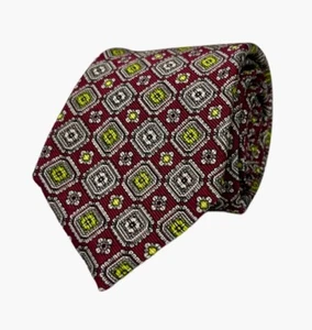 KITON NAPOLI 7-Fold Purple White Green Box Print 100% Silk Tie C5 - Picture 1 of 2