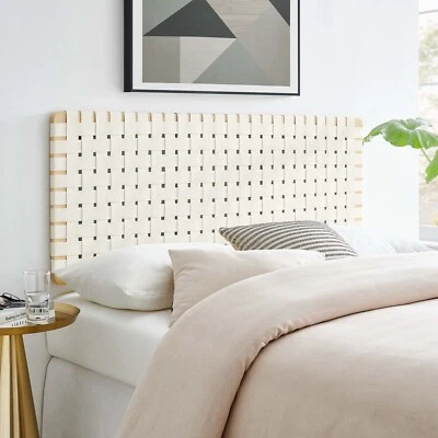 Modway Sparta Weave Full Vegan Leather Headboard in Natural Beige - Image 1 of 4