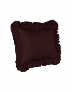 2 Piece Euro Ruffled Shams Solid Brown Cover Case Decorative Pillow 26" x 26" - Picture 1 of 1