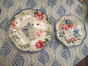 SHABBY CHIC FLORAL 8pc. MELAMINE 11” DINNER PLATES & LUNCHEON PLATES - NWT - Picture 1 of 7