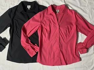 Worthington Long Sleeve Modern Fit 2 Shirt Bundle Black & Pink Women’s Sz:12T - Picture 1 of 7