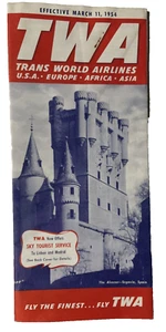 1954 Trans World Airlines Sky Tourist Service Brochure Schedules Fares 1st Nat'l - Picture 1 of 6