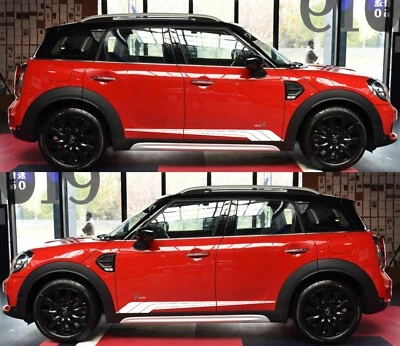 Vinyl Side Door Stripes Sticker Decal For Mini Cooper S Hatch Racing JCW Mirror - Image 1 of 4