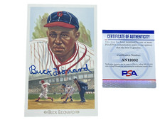 BUCK LEONARD  1989 PEREZ STEELE CELEBRATION signed autograph Post Card (PSA COA)