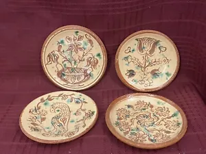 Set of 4 Clay ORNATE mini plates/coasters 3" in diameter...marked REUS 1982 - Picture 1 of 11