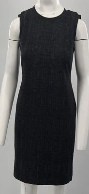 Wolford Black/Gray Harris Tweed Sleeveless Bodycon Knee Length Dress sz M  - Image 1 of 4