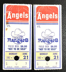 2 TICKET STUBS-6/21/82 ANGELS ROD CAREW LAST GM OF CAREER BEST 25 GM HIT STREAK - Picture 1 of 1