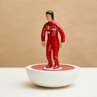 Scultura Subbuteo Gigante Pilota Ferrari in Ceramica a Stampo Smaltata a Mano