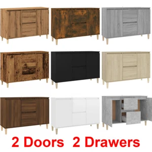 Sideboard Cupboard Storage Cabinet Buffet Highboard Engineered Wood 2 Drawers - Picture 1 of 112
