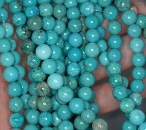 8MM TURQUOISE HOWLITE ROUND GEMSTONE LOOSE BEADS 16" - Picture 1 of 4