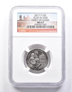 MS67 2017-P Washington Quarter Ellis Island Early Releases NGC *6140 - Picture 1 of 3