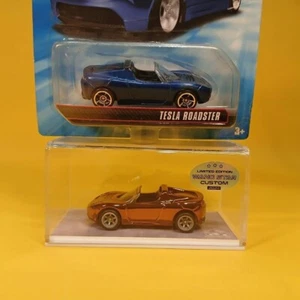 (Lot 2) Hot Wheels 2008 TESLA ROADSTER +Brown CHROME (WANGSTAR ) CM6 REAL RIDERS - Picture 1 of 19