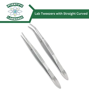 Pinzas de laboratorio Scientific Labwares con puntas de punta fina curvadas rectas 4,5 pulgadas 2 piezas - Imagen 1 de 1