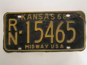 LICENSE PLATE Car Tag 1968 KANSAS RN 15465 [Z288] - Picture 1 of 1