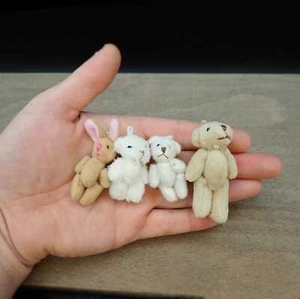 Miniature Teddy Bears, Bunny Rabbit. Plush Toys. Cute Dollhouse Accessories - Picture 1 of 6