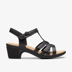 Sandalias informales Clarks para mujer Emily 2 rosa de cuero negro con tacón de cuero - Imagen 1 de 7