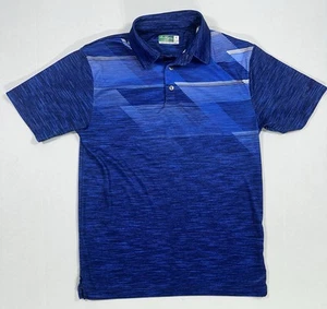Ben Hogan Performance Polo Shirt Mens S Blue Geometric Golf Athletic Stretch - Picture 1 of 4