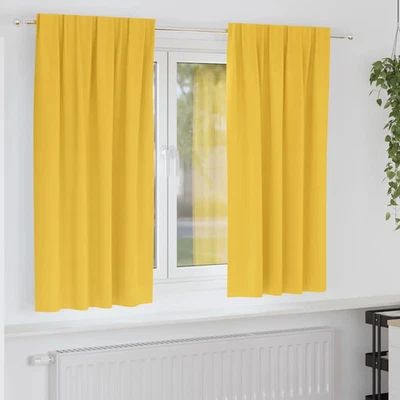 Curtains with Curtains 2 pcs Mustard yellow Polyester vidaXL - Image 1 of 4