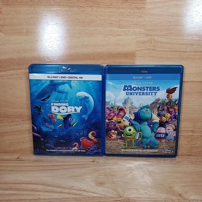 Finding Dory + Monsters University Blu-Ray DVD Disney Pixar Lot Family Movies - Image 1 of 4