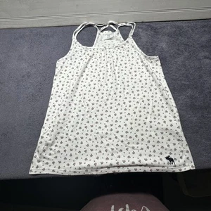 Abercrombie Kid Tank Too 13/14 White Witt Pink Flowers, One Mark - Picture 1 of 5