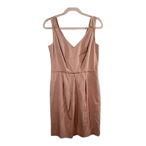 Vestido Vaina Talbots Sin Mangas Plisado Cuello en V en Tostado Carrera Trabajo Para Mujer 8 Nuevo con Etiquetas - Imagen 1 de 5