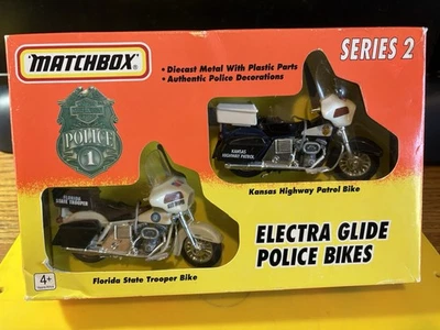 Matchbox Electra Glide Police Bikes Set Series 2 Harley Davidson Set 1994 Pre-Ow - Image 1 of 4
