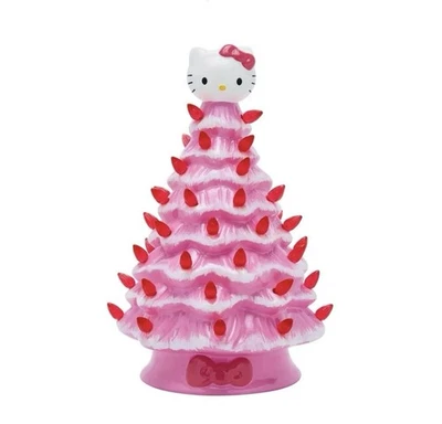 NEW Hello Kitty Ceramic Christmas Tree with Pink Lights, Holiday Decor 11.1" - Image 1 of 4