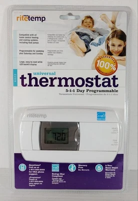 RiteTemp 6022 Universal 5-1-1 Programmable Thermostat (NEW SEALED)  - Image 1 of 2