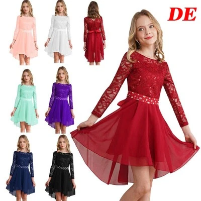 Kinder Mädchen Prinzessin Kleider Hochzeit Blumenmädchenkleid Spitze Partykleid - Bild 1 von 4