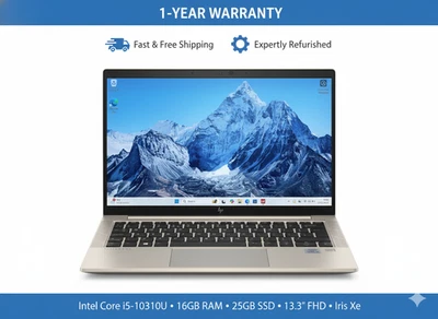 HP EliteBook 830 G7 FHD i5-10310U 1.70GHz 16GB Ram 256GB SSD Windows 11 Laptop - Image 1 of 4