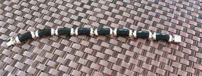 Conjunto de piedras de ónix negro facetadas en pulsera de plata 925 de 7" x 5/16" nunca usadas Foto 1 de 4