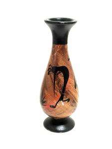 Southwest kleine handgefertigte Knospenvase Kokopelli 6 Zoll hoch 2 Zoll breit signiert MooKooU Indianer - Bild 1 von 17