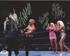 Jeff Jarrett Miss Kitty & Debra McMichael Signed WWE 8x10 Photo PSA/DNA COA Auto