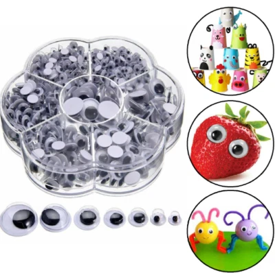 700pcs Self Adhesive Googly Eyes Stick On Sticky Wobbly Wiggly Craft 4-12mm - Image 1 of 4
