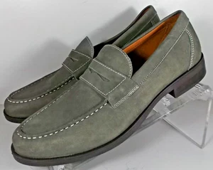 208199 SD50 NEWSOM PENNY MEN'S SHOES SIZE 9 M GRAY NUBUCK JOHNSTON & MURPHY - Picture 1 of 6