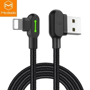 Cable de datos de carga rápida MCDODO 90 grados LED para iPhone para iPad cargador USB - Imagen 1 de 13