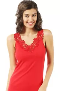 Wome's Tank Top Camisole with Lovely Lace Trim Style Soft Sexy Sport Yoga - Picture 1 of 14