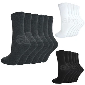 New 6 Pairs Plain Boys Girls Childrens Kids Cotton Rich School Ankle Socks - Picture 1 of 10