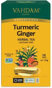 Vahdam Tumeric Ginger Tea Bags 18 Pack - Picture 1 of 12