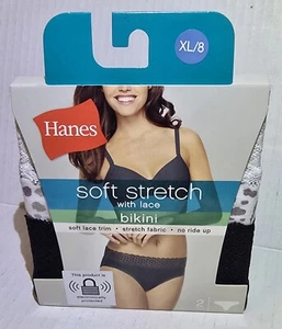 Hanes Soft Stretch W/Lace Bikini XL/8 - 2 Pair - Picture 1 of 3