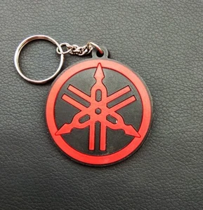 Yamaha Logo Black Keychain Rubber Motorcycle Racing Bike Keyring Collectable #02 - Picture 1 of 8