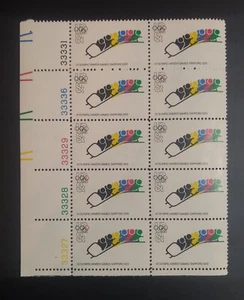 US Plate Block of 10 Scott #1461 Olympics Bob Sled Racing 8 Cent Stamps 1972 - Picture 1 of 2