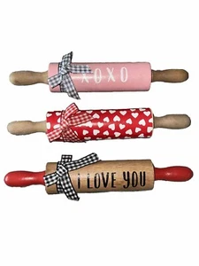 Mini Rolling Pins Valentines Love Heart 1" x 7" Decor Set Of 3 Hobby Lobby NEW - Picture 1 of 2