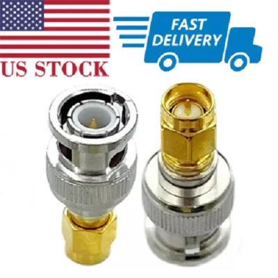 2pcs SMA Male to BNC Male RF Coax Adapter DC-4GHz for SDR Ham Radio RF Test - Image 1 of 4