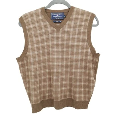 Polo Sport Ralph Lauren Wool Linen Sweater Vest Men XL Brown Academia Vintage - Image 1 of 4