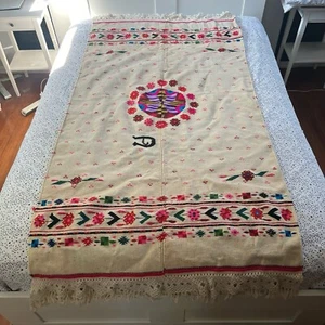Vintage Serape Sarape Mexican Poncho/Blanket Handwoven Thick Wool Motifs Mexico - Picture 1 of 12