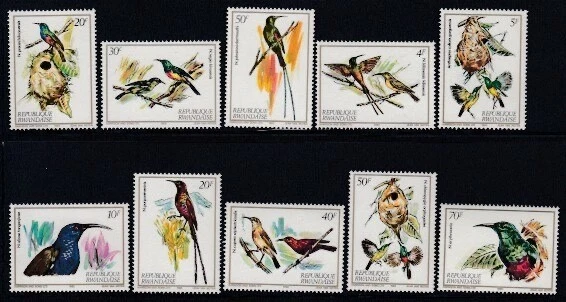 RWANDA Juego Pájaros Chupadores de Néctar MNH Foto 1 de 1