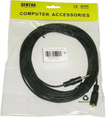 Cable de auriculares de audio de extensión estéreo macho a hembra de 25 pies 7,5 M 3,5 mm chapado en oro Foto 1 de 4